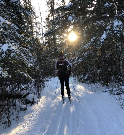 Nordic skier skiing the trails